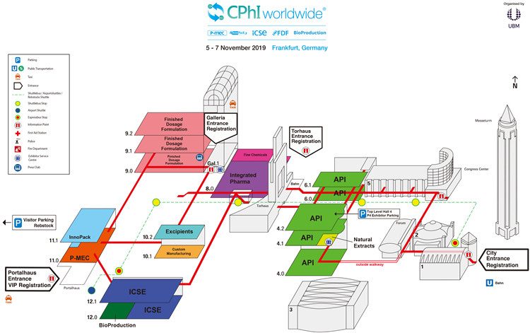 cphi世界醫(yī)藥原料展展館圖